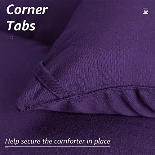 HYLEORY All Season Queen Size Bed Comforter - Cooling Goose Down Alternative Quilted Duvet Insert with Corner Tabs - Winter Warm - Machine Washable - Purple - Image 5