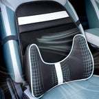 FLORICH Memory Foam Double Layer Breathable Mesh Lumbar Support Ergonomic Leather Lumbar Support Pillow with 3D Mesh Back Support and Adjustable Strap for CarSeat & Office Chair(Black) by FLORICH