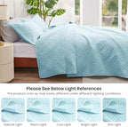 Love's cabin Oversized King Quilt Set, Soft Bedspread Comforter, Light Blue - Image 5