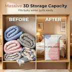 No Pump Vacuum Storage Bags, 2026 Upgrade 3D Cube Space Saving Large-Capacity Vacuum Bags, No Pump Needed Press and Seal Compression Bag for Comforters, Blankets, Clothes, Travel (4PCS,31.5 * 39.4) - Image 3