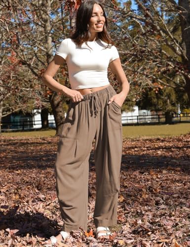 TARSE Womens Linen Barrel Pants Casual Summer Travel Lounge Trousers - Image 2