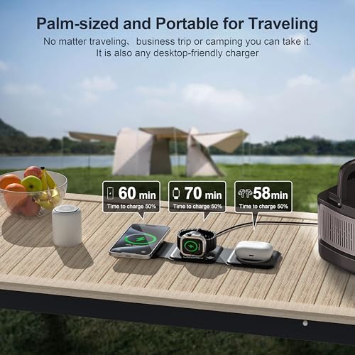 3 in 1 Charging Station for Multple Devices,Foldable 3 in 1 Wireless Charger for Travel,Nano Wireless Charging Station for iPhone16 15 14 13 12 Pro Max/Watch 10 9 8 7 6 5 4 3 Ultra/AirPod Pro - Image 2