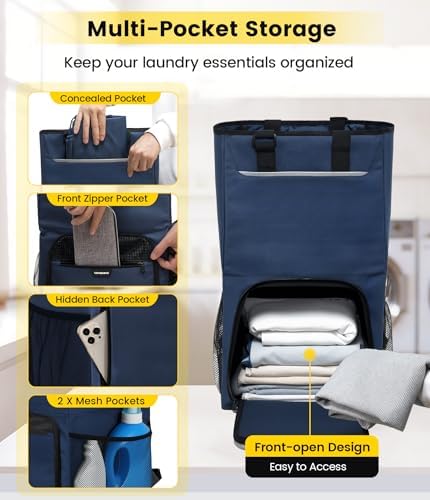 Vorspack Laundry Backpack for College Students, 2 in 1 Laundry Bag, Blue - Image 3