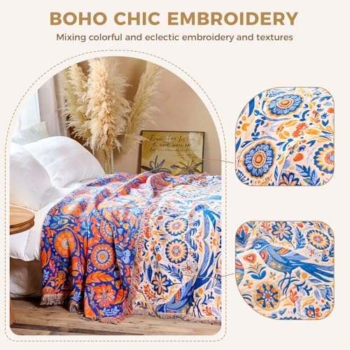LUTBM Boho Throw Blanket for Couch 50"x60", Cotton Decorative Bed Throw - Image 4