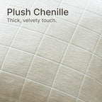 Decorative Chenille Plaid Boho Throw Pillow Covers Beige 24x24 Set of 2 - Image 3