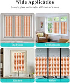Window Privacy Film Frosted, Orange Boho Reusable Static Cling Window Tints, Middle Century Geometric Abstract Art Heat Control Windows Films for Offices, Balcony, 29.5 x 118 Inches - Image 7