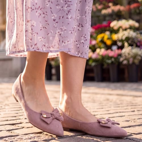 Flats for Women Ballet Shoes: Cushioned Memory Foam Insole & Lightweight for All-Day Comfort - Slip-On Suede Foldable Pointed Toe Bow Casual Dressy Flat for Work Office Business - Image 3