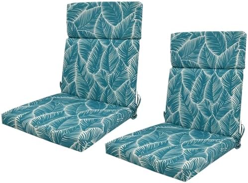 High Back Outdoor Chair Cushions 2 pcs, Water Proof Chaise Lounge Chair Cushions, Chairs Pads Stain Resistant for Camping Beach Picnic Travel Patio(A-Blue A,18 x42 x 2in) by Unknown