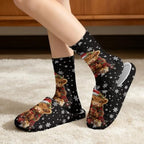Jeiento Winter Fuzzy Slipper and Crew Socks Warm Winter Shoes Lightweight Soft Cushion House Slipper Bedroom Shoes - Image 2