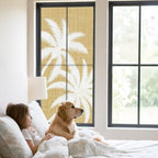 Window Privacy Film Frosted, Yellow Tropical Tree Static Cling Door Window Covering, Summer Coastal Palm Trees UV Blocking Windows Film for Office, Hotel, Bedroom, 29.5 x 78.7 Inches - Image 2