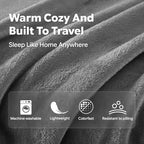 Travel Blanket, Soft 2-in-1 Airplane Blanket, Light Grey, Navy Blue, Peachy Pink, Travel Essentials Car Blanket with Luggage Sleeve & Backpack Clip - Image 5