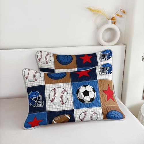 HOSIMA Kids Ball Patchwork Quilt Bedding Set Queen Size with 2 Pillowcases. - Image 6