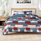 Great Bay Home Lodge Quilt Set - 3-Piece King/California King Size Patchwork Bedding Set - Lightweight, All-Season, Reversible Bedspread (Americana Patchwork) by GreatBayHome