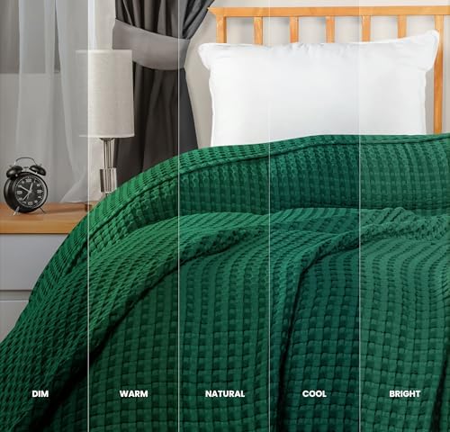 Utopia Bedding 100% Cotton Waffle Blanket Queen Forest Green, 90x90 Inch - Image 5