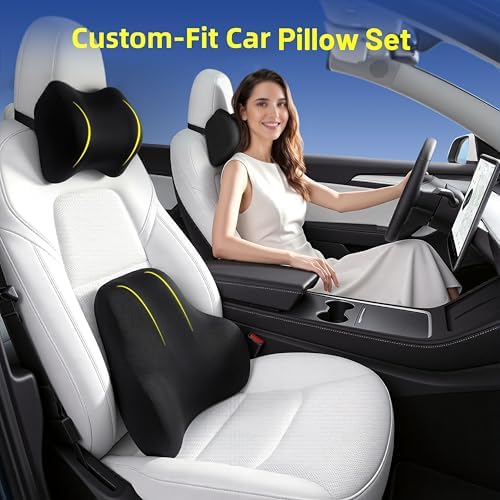 Car Pillow for Honda CRV,Car Neck Pillow,Lumbar Support Pillow for Car,Memory Foam Pillow,Ergonomic Pillow,Adjustable and Washable,Car Essentials for Long Trips,Car Accessories,Ice Silk,1 Set - Image 2