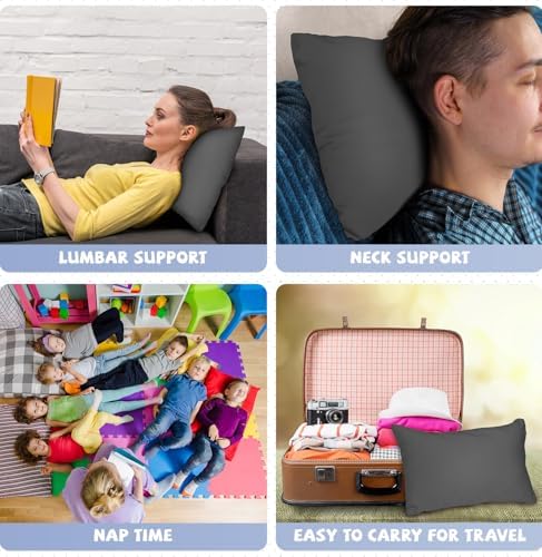 Kigley 12 Pack Mini Pillows for Daycare 9.1 x 13.8'' Small Travel Pillow Bulk Soft Breathable Cotton Pillow for Nap Travel Pet Neck Lumbar Purse Insert(Dark Gray) - Image 6