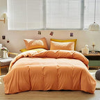 Luxlovery Peach Comforter Set King 3 Piece Modern Solid Color Soft Breathable Blanket Quilts Orange Pink Bedding Set - Image 2