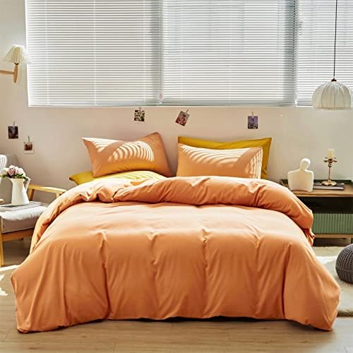 Luxlovery Peach Comforter Set King 3 Piece Modern Solid Color Soft Breathable Blanket Quilts Orange Pink Bedding Set - Image 2