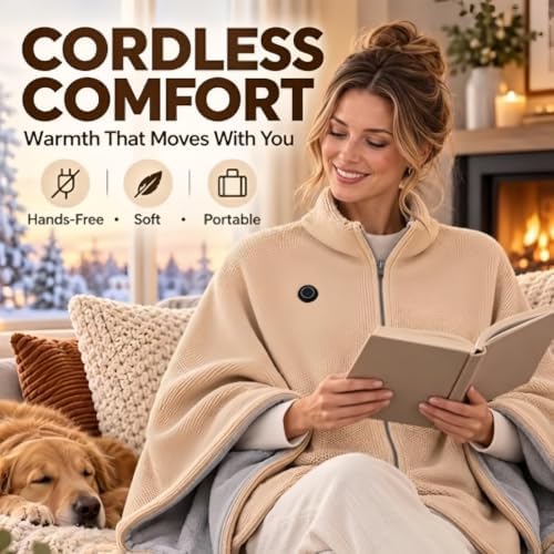 2027 Upgrade Heated Shawl Wraps for Women, Cordless Heat Cape，Green - Image 2