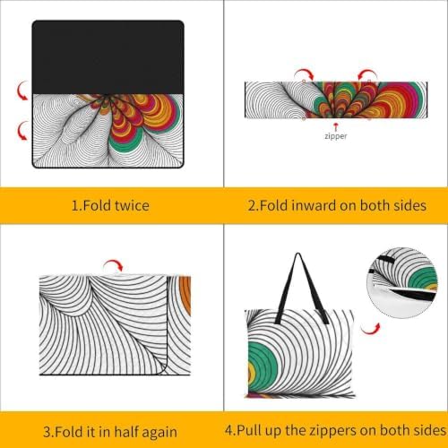 Large Foldable Picnic Blanket Abstract Print Black White 78.7x78.7 Inch - Image 4
