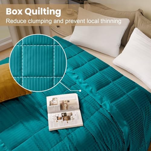 downluxe Down Alternative Blanket for Bed, Satin Trim, Queen, Teal - Image 2