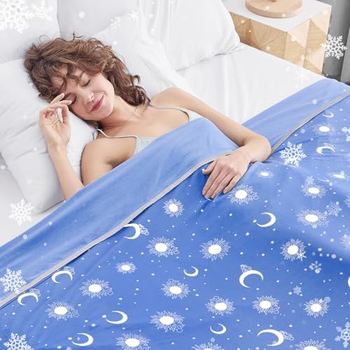 inhand Cooling Blanket - Cooling Blankets for Hot Sleepers -Decorative Lightweight Breathable Summer Cold Blankets for Sleeping Night Sweats to Keep Cool-(90"x108") Midnight Blue by inhand
