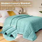 downluxe Down Alternative Blanket for Bed, Satin Trim, Queen, Mint Green - Image 3