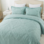 Travan 3-Piece King Quilt Set Quilted Bedspread Oversized Microfiber Lightweight Bedspread Coverlet Set with Shams Bedding Set for All Season, Blue, King - Image 4