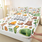 Erosebridal Forest Themed Camping Full Size Bedding Set, RV Bunk Camper Outdoor Fitted Sheet for Kids Girls Boys, Woodland Farmhouse Bear Bed Sheets Set, Travel Trailers Room Decor - Image 5