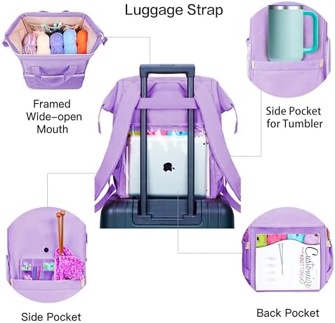 Leudes Crochet Bag Backpack for Yarn Storage Tote Travel Large Knitting Bag - Image 4