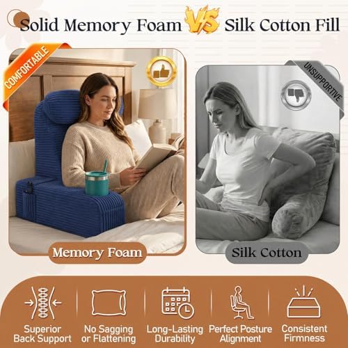 Reading Pillow/Backrest Pillow with Arms, Cup Holder & Phone Pocket - Image 2
