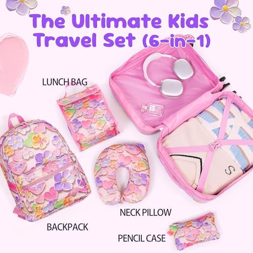 16’’ Kid’s Luggage Set with Spinner Wheels, Hardside with Suitcases,6 Piece - Image 4