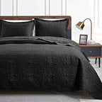 Love's cabin King Size Quilt Set Black Bedspreads - Soft Bed Fall Lightweight Bedspread Comforter - Modern Style Coin Pattern Coverlet for All Season - 3 Pieces (1 Quilt, 2 Pillow Shams) by Lovescabin