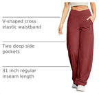 G4Free EverGoing Wide Leg Yoga Pants for Women Crossover Waist with Pockets - Image 4