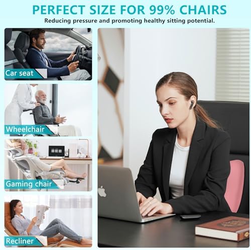 FLORICH Car Seat Cushion and Back Support for Office Chair Memory Foam Chair Cushions Pressure Relief Seat Pads with Gel Massage Point Lumbar Support Relief Sciatica & Tailbone (Pink) - Image 4