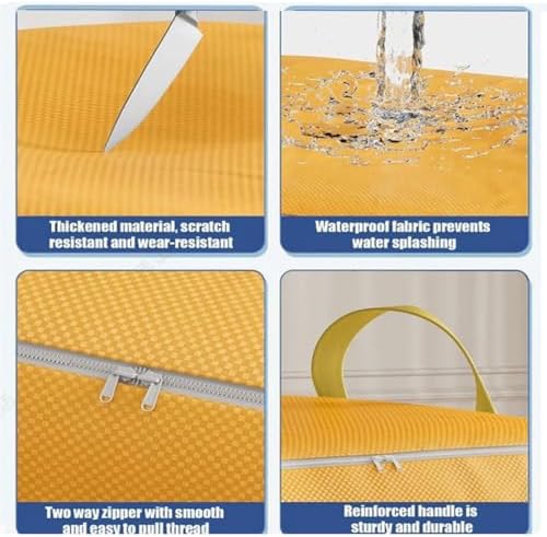 180/240/260/350L Extra Large Clothes Storage Bags,Moving Bags with Reinforced Handles Zippers Folding Storage and Organization Bag for Clothing Comforters Bedding(Yellow:350L-60x75x80cm) - Image 7