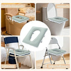 Inflatable Bedside Commode Cushion, Machine Washable Padded Toilet Seat Riser for Seniors with Removable Pillowcase, 17" x 14" Cushioned Toilet Seat Cover with PVC Airbag Liner, Green - Image 5