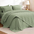 Love's cabin Quilts for Queen Bedspreads, 7 Pieces Bed in a Bag, Sage by Lovescabin