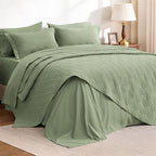 Love's cabin Quilts for Queen Bedspreads, 7 Pieces Bed in a Bag, Sage by Lovescabin