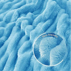 Exclusivo Mezcla Striped King Size Fleece Blanket for Bed, Blue - Image 5