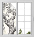 Window Privacy Film Frosted, Vintage Botanical Static Cling Door Window Covering, Antique Foliage Tree Rustic UV Blocking Windows Film for Office, Hotel, Bedroom, 29.5 x 78.7 Inches by Unknown