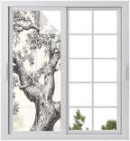 Window Privacy Film Frosted, Vintage Botanical Static Cling Door Window Covering, Antique Foliage Tree Rustic UV Blocking Windows Film for Office, Hotel, Bedroom, 29.5 x 78.7 Inches by Unknown