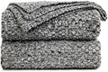 Longhui bedding 100% Cotton Knitted Throw Blanket – Black White, Soft & Cozy, Machine Washable, 60"x80" – Perfect for Living Room, Couch, Sofa, Bed or Travel by LongHuiBedding