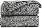 Longhui bedding 100% Cotton Knitted Throw Blanket – Black White, Soft & Cozy, Machine Washable, 60"x80" – Perfect for Living Room, Couch, Sofa, Bed or Travel by LongHuiBedding