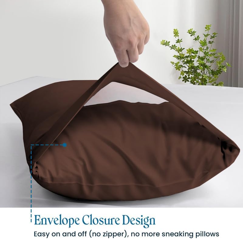 100% Pima Cotton Pillowcases – 800 Series, Ultra Soft & Cooling, Toddler/Travel 14"x20", Set of 2 – Chocolate, Hotel Luxury Quality, Envelope Closure, Skin & Hair Friendly - Image 3