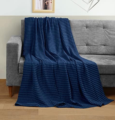 Utopia Bedding 100% Cotton Waffle Blanket King Size Navy, 90x108 Inch - Image 4