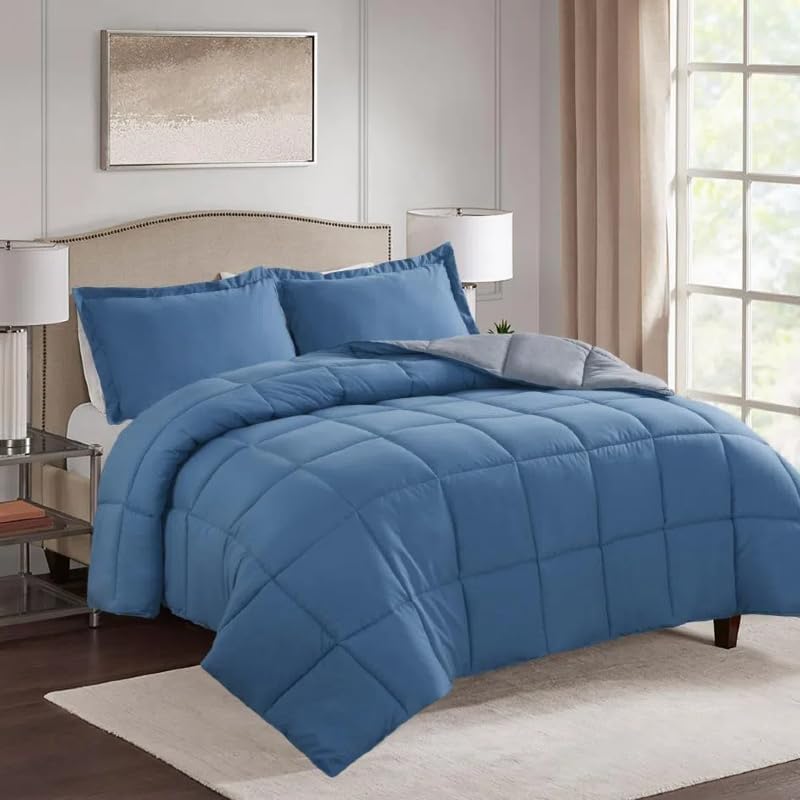 HOMME King Size 3 Pieces All Season Soft Comfortable Down Alternative Reversible Quilted Oversize Comforter Set School Dorm, Machine Washable by Unknown