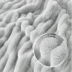 Exclusivo Mezcla Striped California King Fleece Bed Blanket, Light Grey - Image 6