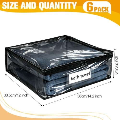 Plastic Storage Bags with Easy-Glide Zipper, Pack of 6, Durable Clear Vinyl Zippered Storage Bags for Clothes Sweaters Comforters Blankets Sheets Bedding (14.2 x 12 x 3.2 Inch, Transparent Black) - Image 2