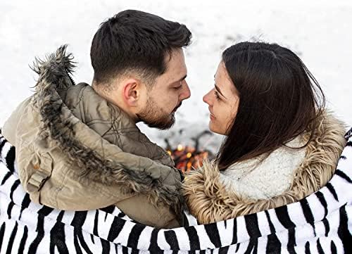 MACEVIA Flannel Fleece Twin Blanket for Couch, Zebra Blanket Black and White for Adult, Lightweight Warm Cozy Soft for Bed Sofa 260GSM, Suitable for All Seasons (Black Zebra,60x80inches) - Image 2